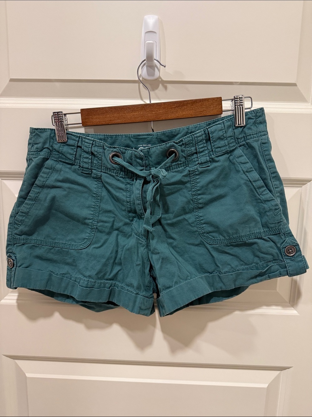 LOFT Teal Drawstring Cargo Shorts